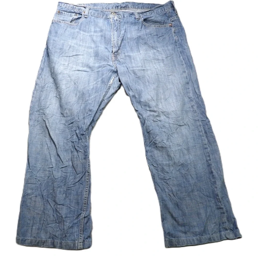 Levi's 569 Loose Straight Jeans Men W40xL25 Light Blue Denim Pants Hemmed Baggy